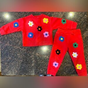 Stella McCartney Kids Red Sweatshirt & Sweatpants Set, Size 4T